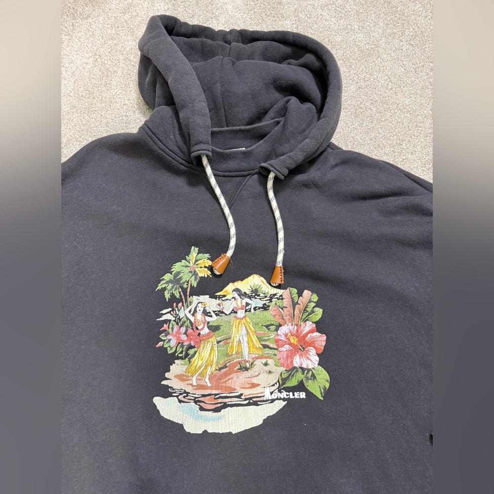 MONCLER X PALM ANGELS Collab Ladies Tropical Long Hoodie size Medium Oversized - Picture 5 of 16